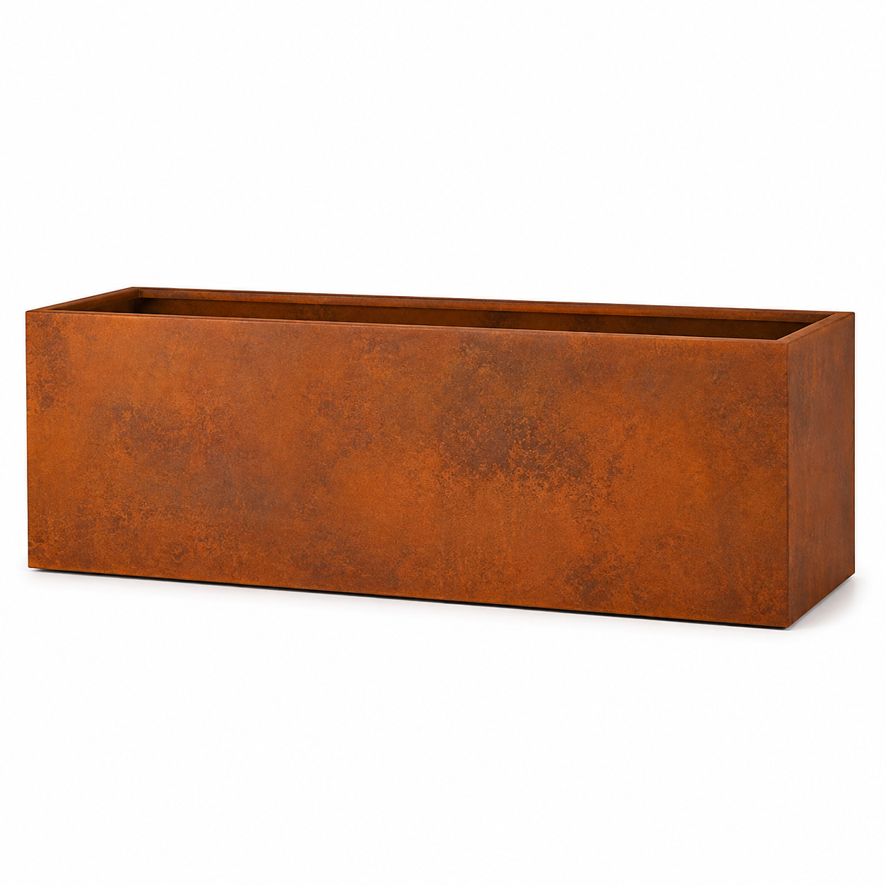 Bac long effet acier Corten rouille 100x35x35 cm