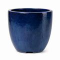 Pot émaillé bleu profond résistant au gel 36x36x32 cm