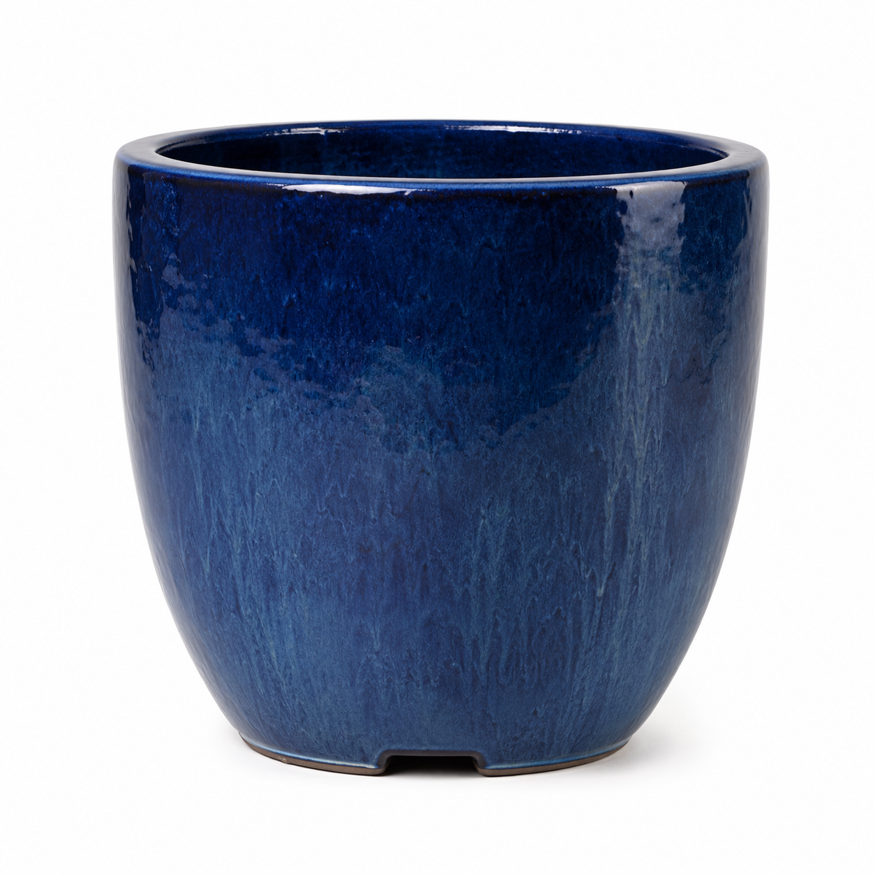 Pot émaillé bleu profond résistant au gel 36x36x32 cm