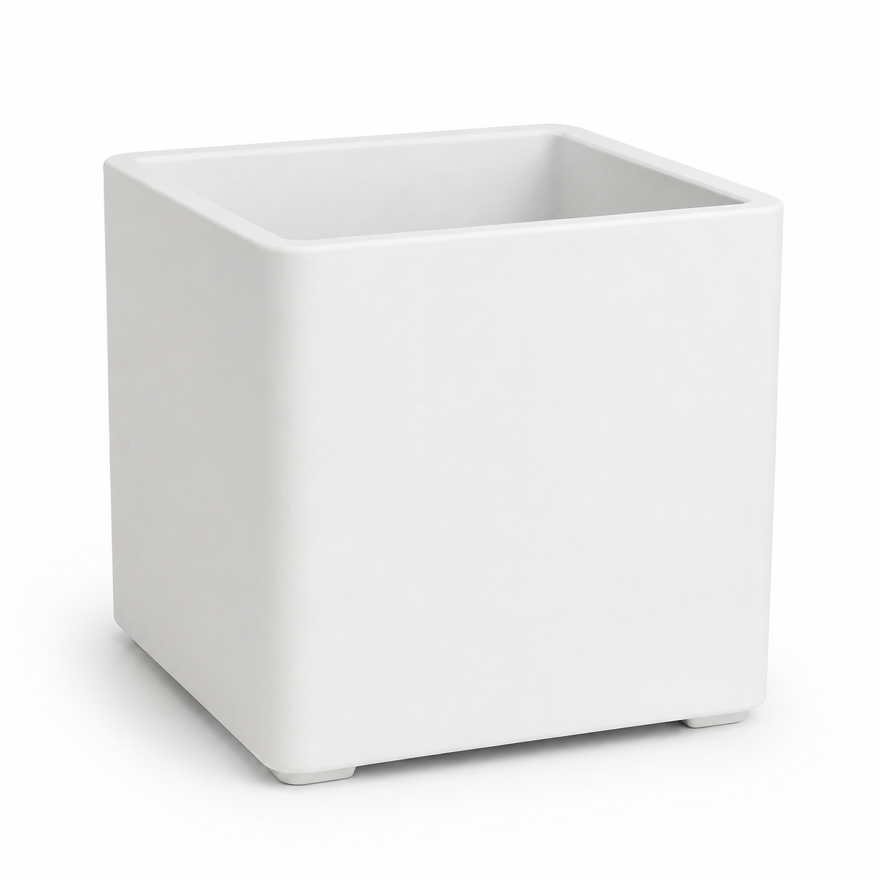Jardinière carrée en résine blanche légère 50x50x46 cm