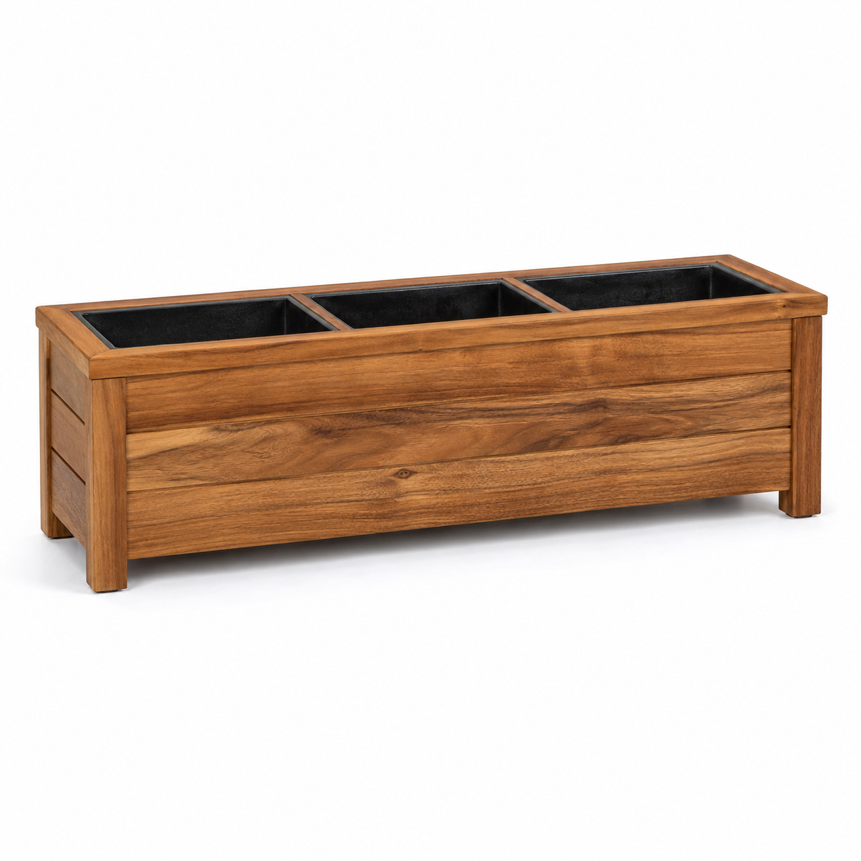 Jardinière aromatique trois compartiments acacia 70x25x22 cm