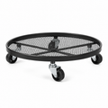 Plateau roulant rond pour pot en acier noir diamètre 35 cm