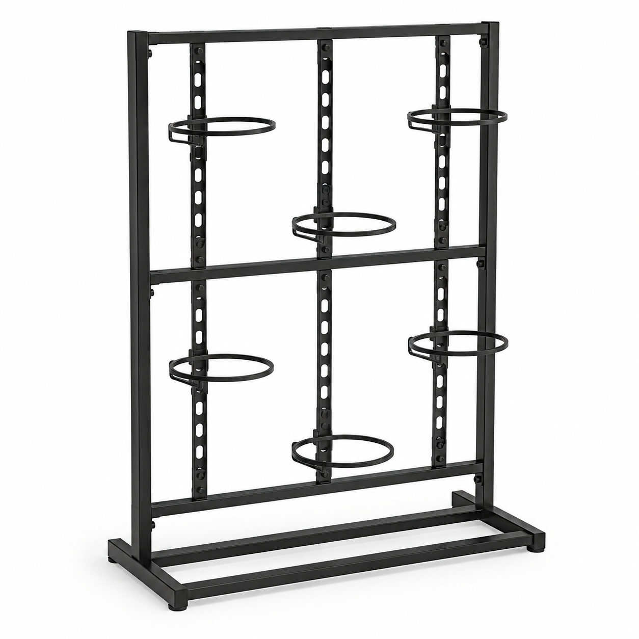 Support modulable six pots en acier noir 90x25x95 cm