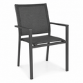 Fauteuil repas aluminium anthracite textilène 58x62x86 cm