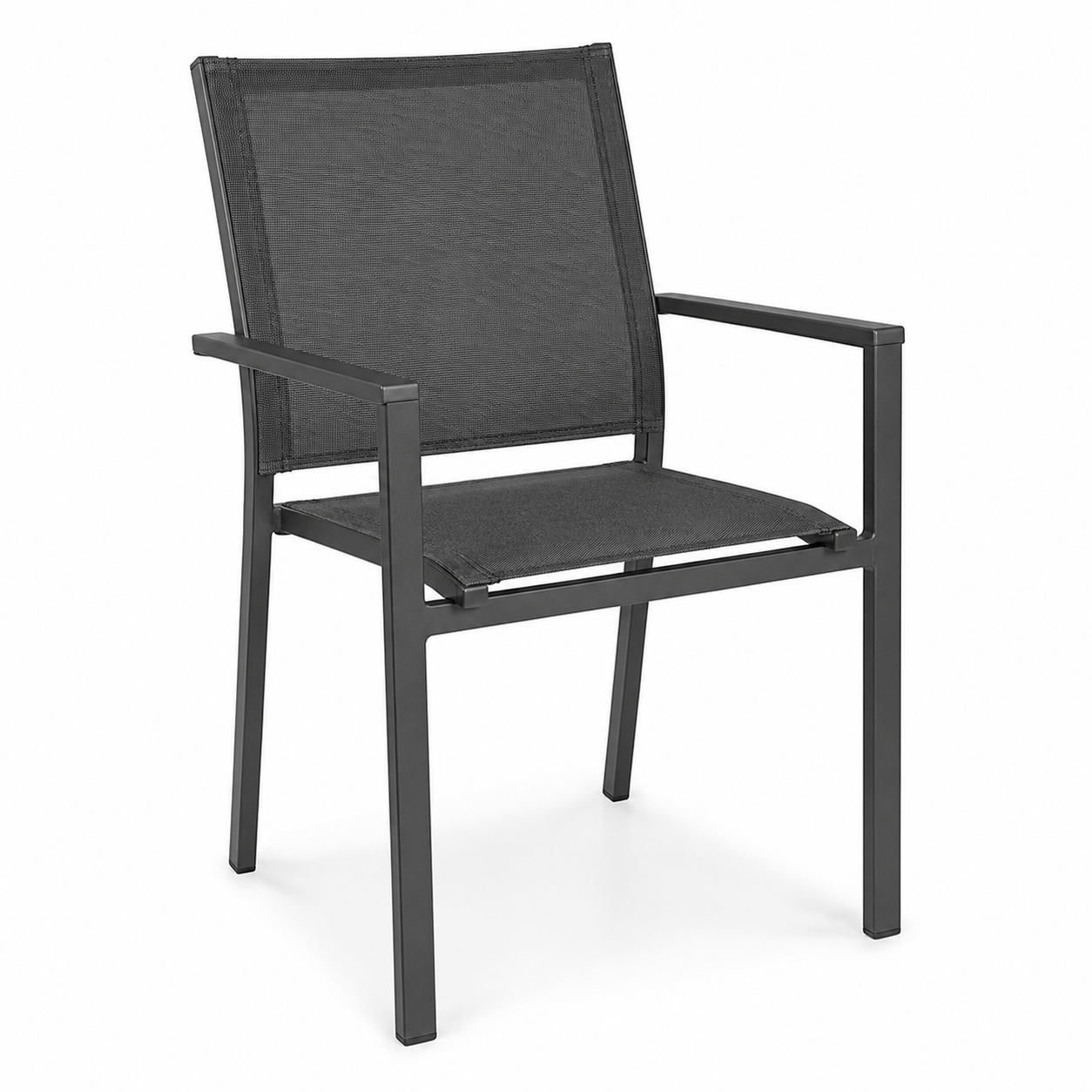 Fauteuil repas aluminium anthracite textilène 58x62x86 cm