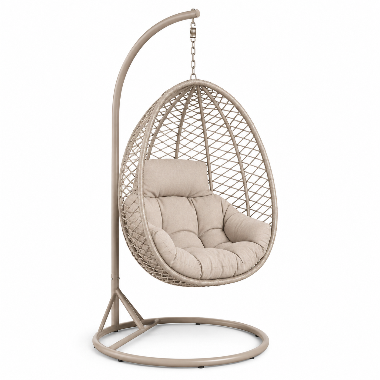 Fauteuil suspendu œuf acier sable 95x95x195 cm