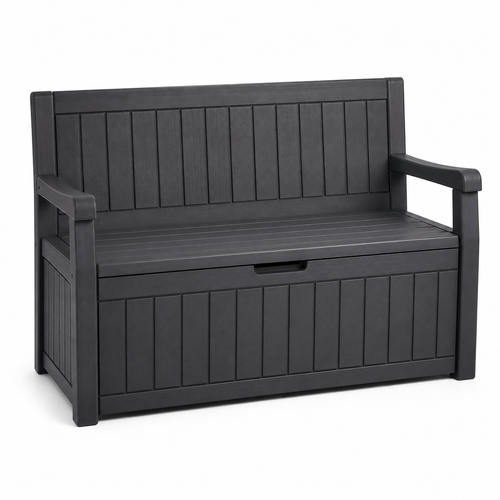 Banc coffre en résine anthracite 120x60x85 cm