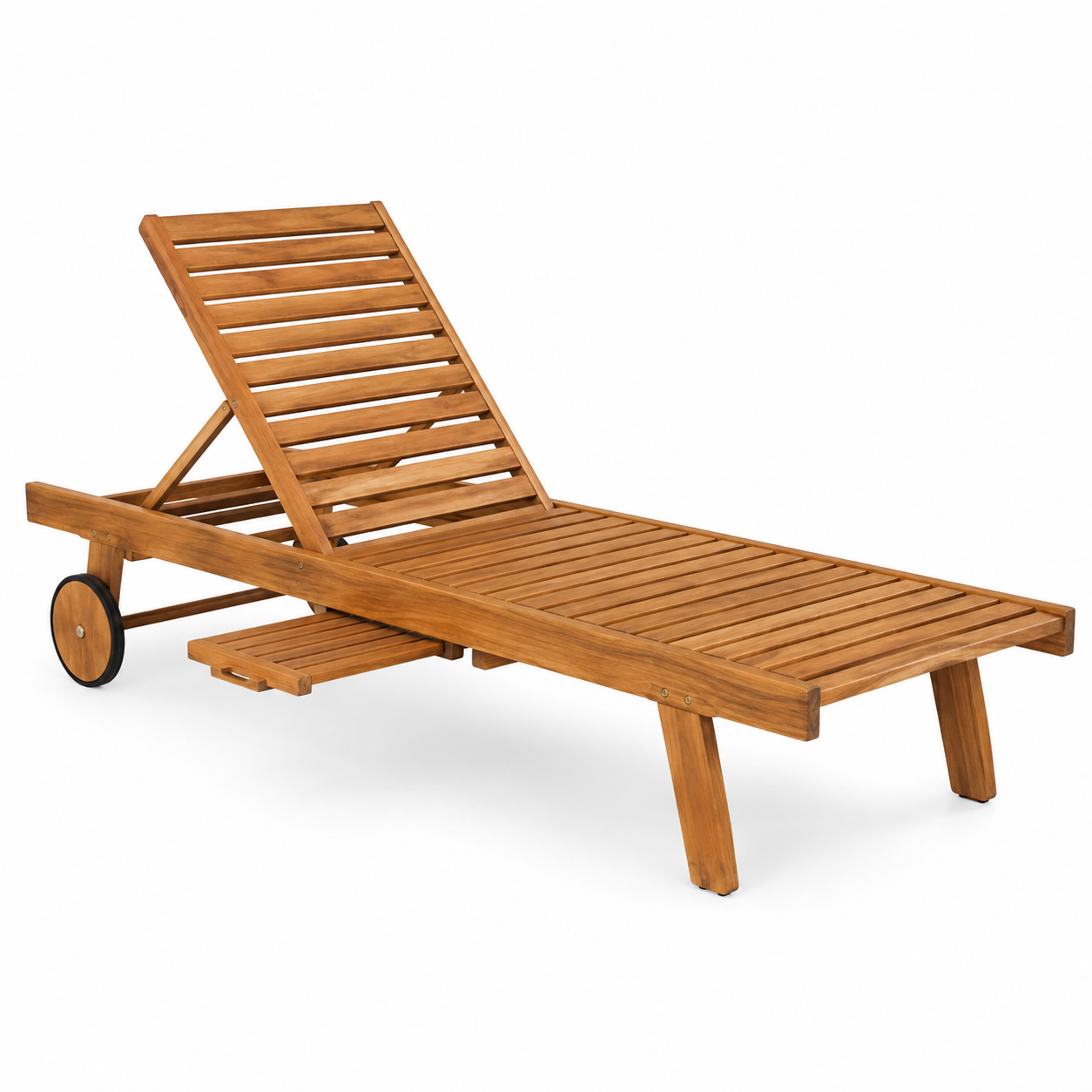 Chaise longue réglable en acacia naturel 190x60x34 cm