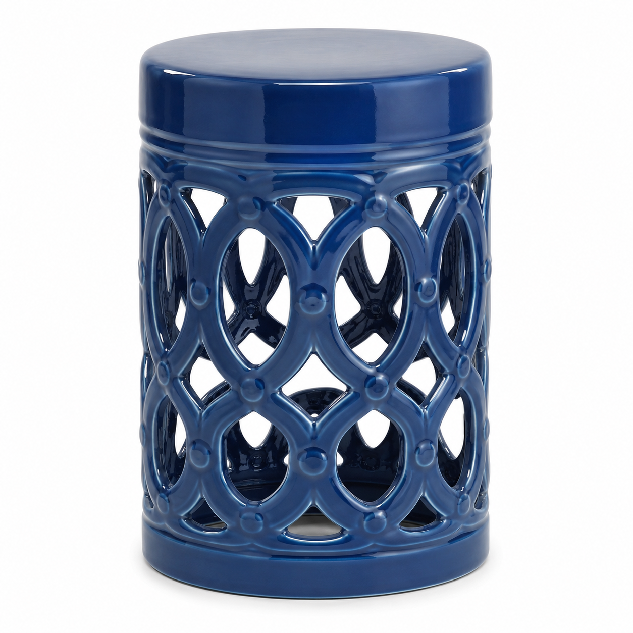 Tabouret extérieur en céramique bleu 34x34x45 cm