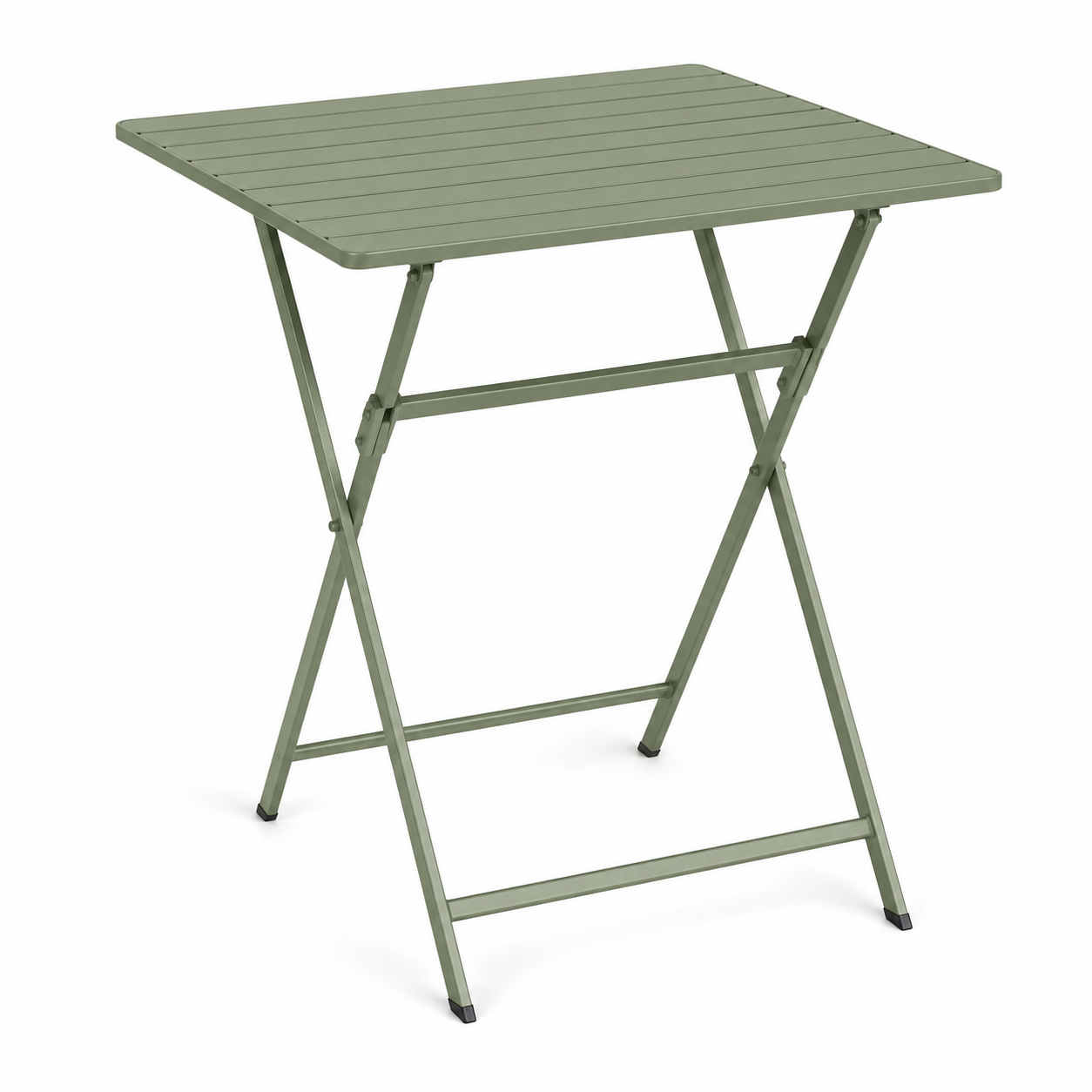 Table bistrot pliante en acier vert sauge 60x60x72 cm