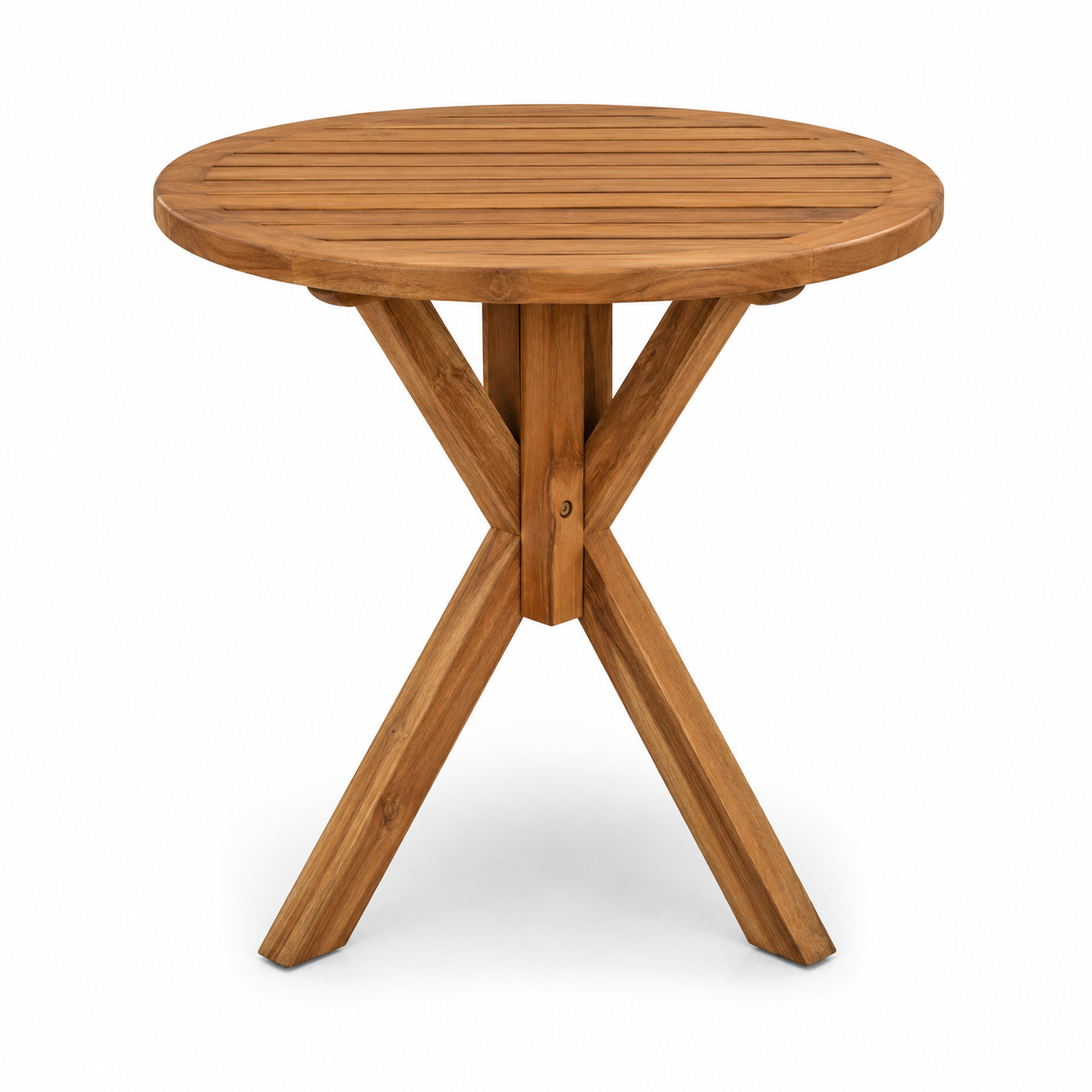 Table bistrot ronde en acacia naturel diamètre 70x75 cm