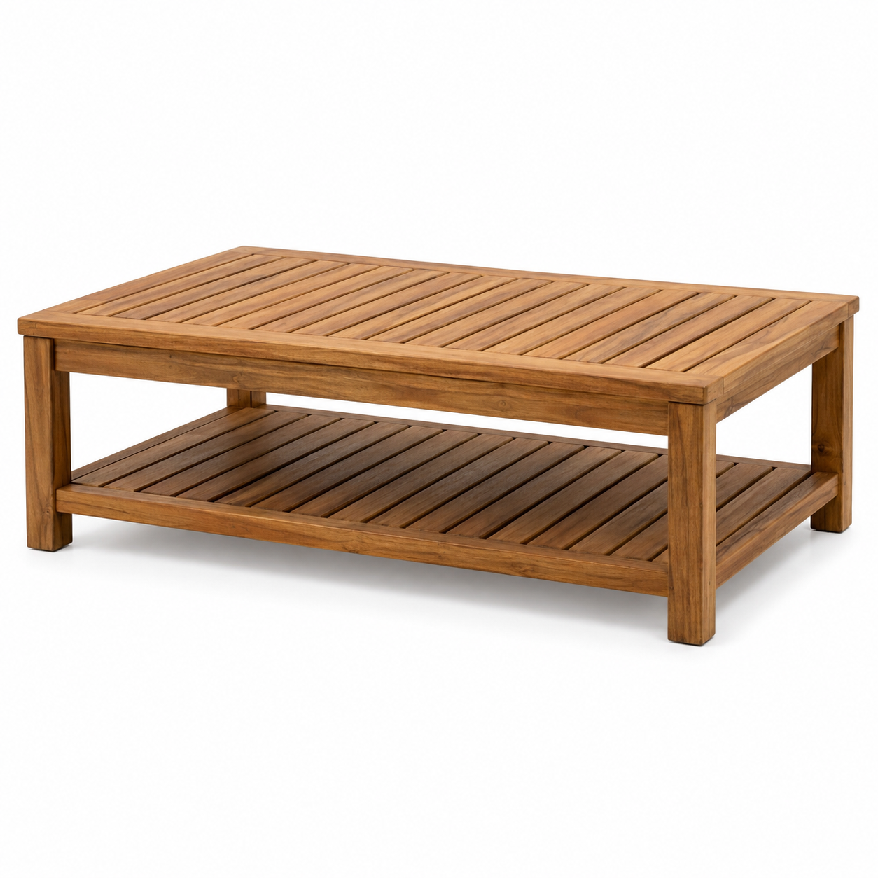 Table basse en acacia naturel à lattes 100x55x38 cm