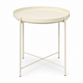 Table appoint en acier crème 40x40x48 cm
