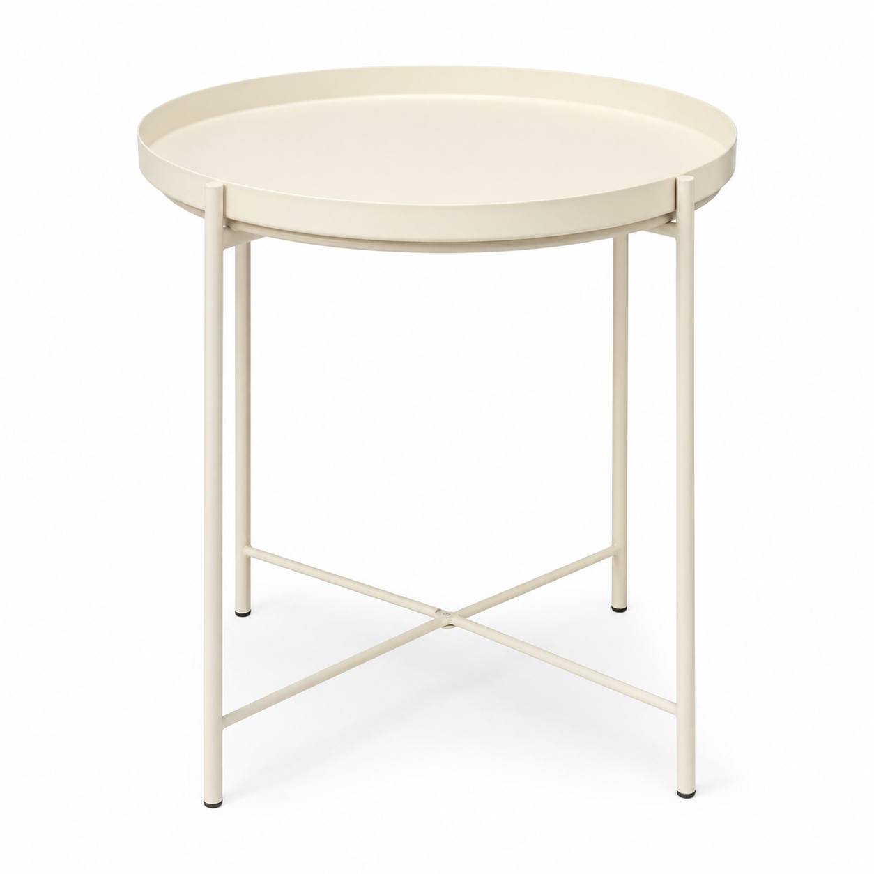 Table appoint en acier crème 40x40x48 cm