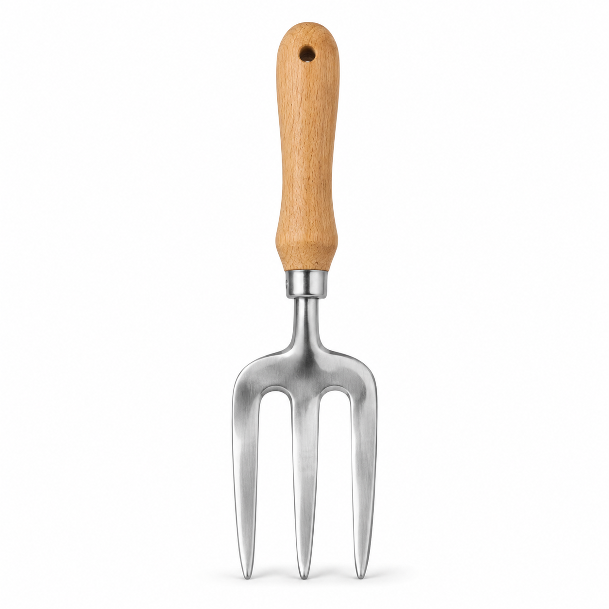 Fourche à main inox manche hêtre naturel 31 cm